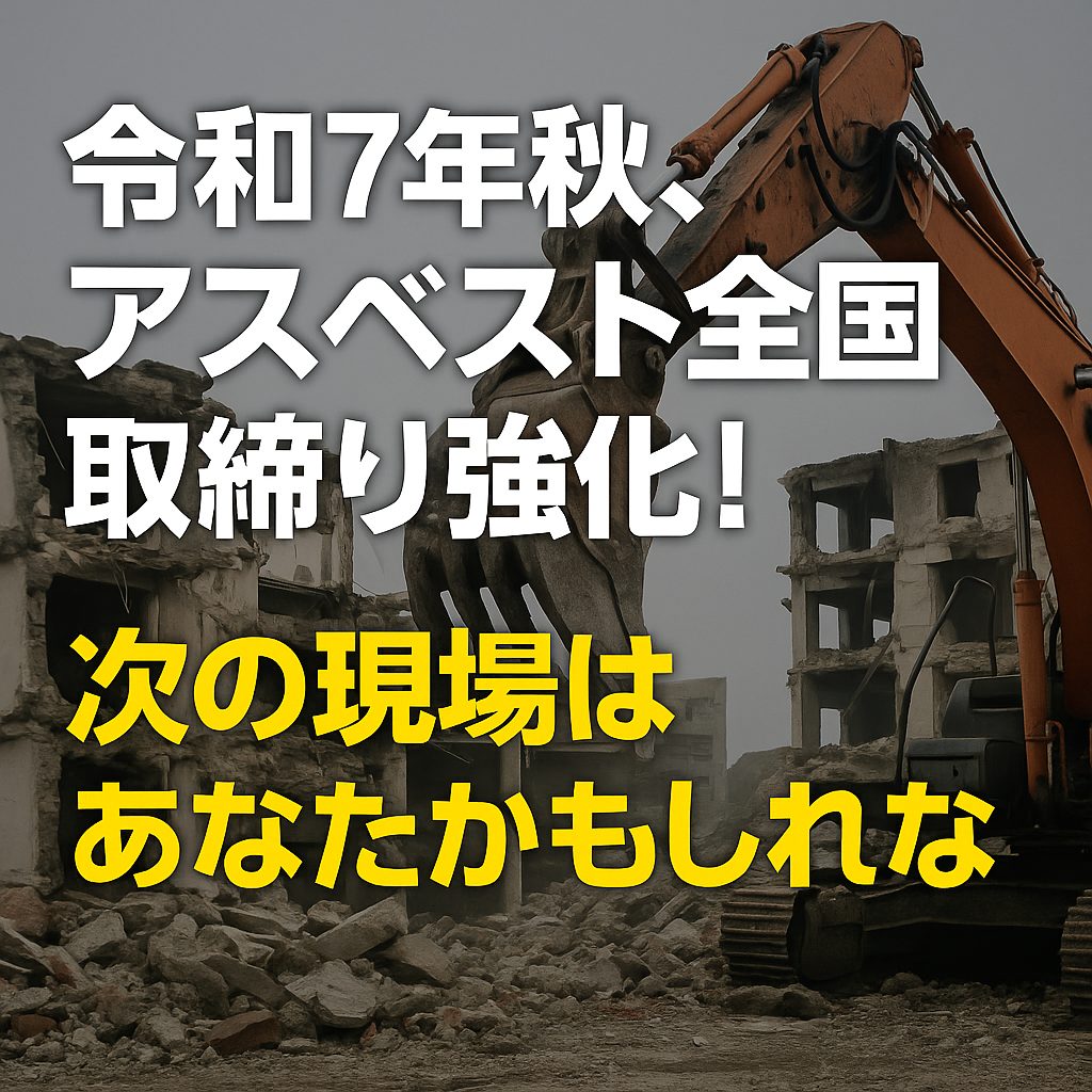 「令和7年秋、アスベスト全国取締り強化！次の現場はあなたかもしれない」